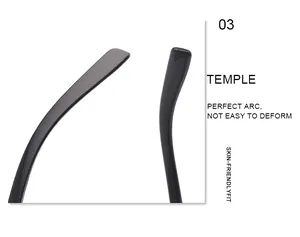 Close-up detail of black cat eye sunglasses temple with ergonomic curved design.