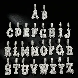 Complete set of twenty-six iced out A-Z initial letter pendants for hip hop jewelry design
