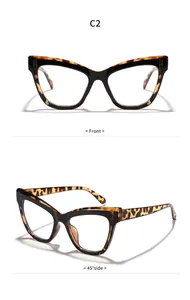 Detailed view of tortoise shell cat-eye glasses from front and 45-degree side angles.