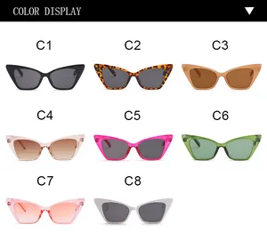 Stylish vintage cat-eye sunglasses for women in eight different trendy color options