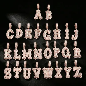 Comprehensive collection of 26 iced out hip hop alphabet pendants in elegant rose gold