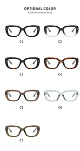 Various color options for square blue light blocking glasses featuring decorative rice nails