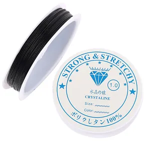 Detalle de cordón elástico negro de 1,0 mm fuerte y elástico para hacer joyas de bricolaje