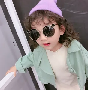 Kids Round Bear Ears Sunglasses Metal Frame UV400 Polarized Fashion Eyewear For Boys Girls Children Outdoor Sun Glasses