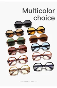 Collection of retro polygon sunglasses and blue light glasses in multiple colors