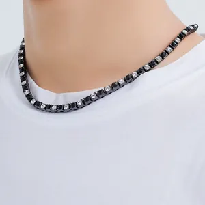 Herren Damen Hip Hop Tennis Kette Halskette Strass Zinklegierung Geometrischer Choker Mode Schmuck Geschenk