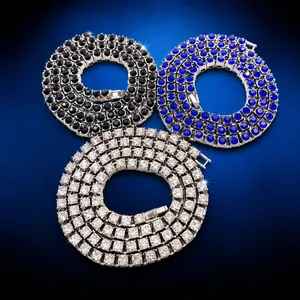 Hip Hop Iced Out Tennis Chain Necklace For Men Women Alloy Rhinestone Single Row Sparkly Jewelry Accessory Streetwear Gift