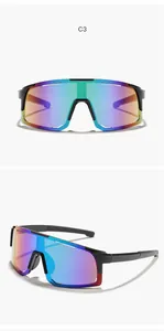 Front and side views of children's colorful oversized cycling sunglasses on white background