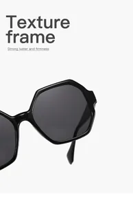 Macro view showing the glossy texture of black retro polygonal sunglasses frame