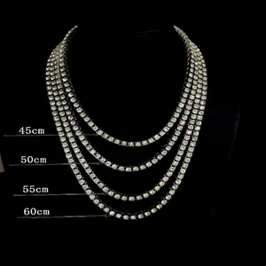 Collier chaîne de tennis en strass argent de 5mm, longueurs 45cm 50cm 55cm 60cm