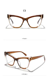 Detailed front and side views of fashion cat-eye anti-blue light glasses for women