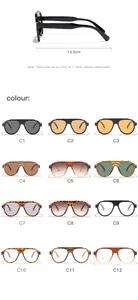 Oversized flat top fashion sunglasses with 12 color variants and 14.5cm frame width