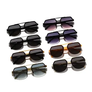 Fashionable children's aviator sunglasses with double bridge and geometric frame