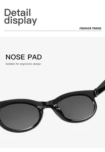 Detalle de almohadillas nasales ergonómicas en gafas de sol negras elegantes para todos