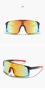 Front and side views of children's large frame cycling sunglasses with mirrored lenses