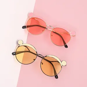 Children's polarized sunglasses with cute cartoon ears and metal frames