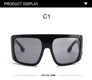 Front view of oversized black square mask sunglasses for women's fashion