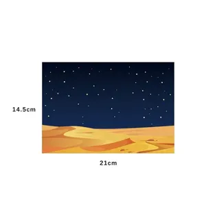 Desert starry night backdrop board for Christmas DIY scene story stickers, size 21x14.5cm
