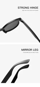 Primer plano detallado de la bisagra resistente y las patillas de estas gafas de sol negras