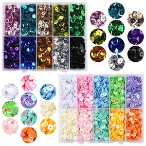 Juego de 10 compartimentos de lentejuelas de 5mm para bordado y decoraciones DIY.