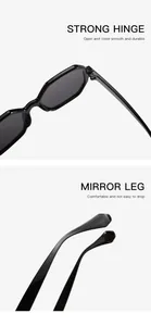 Detailed views showing the strong metal hinge and comfortable temple tips of retro sunglasses