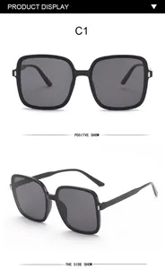 Oversized square black sunglasses for women with UV protection, classic fashion style.