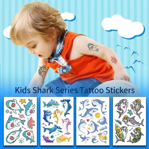 Cartoon Shark Undersea Mermaid Sea Animal Temporary Tattoo Stickers for Kids Waterproof Body Art Long Lasting Stickers