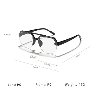 Children's double-bridge aviator sunglasses with black PC frame and lightweight lenses