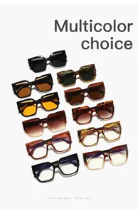 Oversized square cat-eye sunglasses with gradient lenses in multiple colors