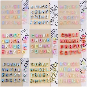 Cuentas de Alfabeto de Acrílico Chapadas en UV Cuentas Sueltas de Orificio Grande para Cadena de Teléfono DIY Accesorios de Joyería