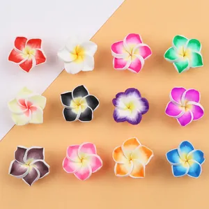 Colored Plumeria Soft Clay Flower Beads DIY Handmade Jewelry Headwear Ring Hat Accessory Craft Dyed Plumeria Floral Spacer Beads