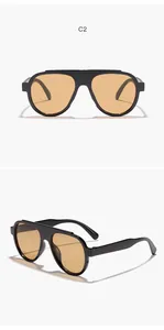 Professional men's oversized black frame aviator sunglasses with yellow tinted lenses