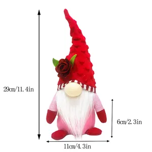 Muttertags-Plüsch-Zwergpuppe mit roter Rosenmütze und langem weißen Bart Dekoration