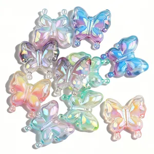Cuentas de mariposa de acrílico con degradado UV para creación de bisutería DIY