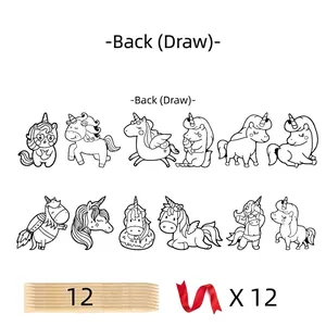 Educational unicorn scratch art kit for kids with 12 patterns, sticks and colorful ribbons
