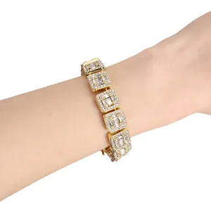 Bling Cuban Link Chain Necklace Bracelet Alloy Rhinestone Hip Hop Jewelry Gold Silver Geometric Nightclub Fashion Accessory