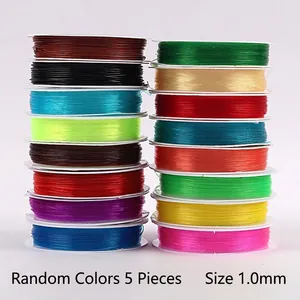 Juego de 5 rollos de hilos de cristal elásticos de colores 1,0mm para joyería DIY