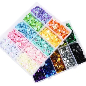 Set de lentejuelas multicolores de 5mm en 10 compartimentos para costura DIY.