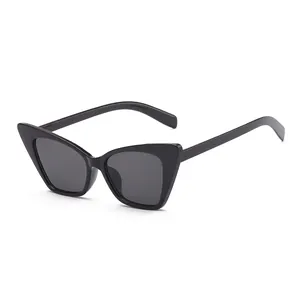 Stylish retro black cat-eye sunglasses with thick plastic frames and dark tinted lenses