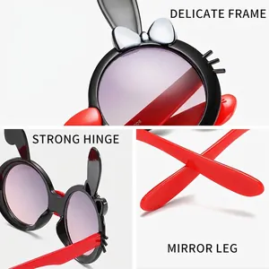 Cute cartoon rabbit-shaped sunglasses for boys and girls with delicate frame details