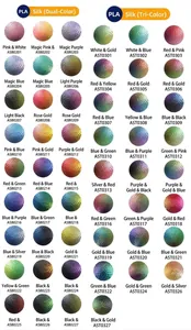 Variété de couleurs de jouets 3D en soie PLA avec finitions métalliques irisées