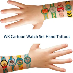 Kids Cartoon Watch Temporary Tattoos Stickers Waterproof Colorful Rainbow Space Pirate Animals Fake Tattoo For Children Gift