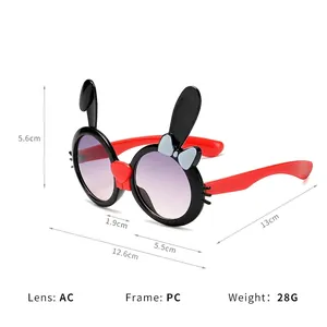 Cute cartoon bunny ears kids sunglasses with UV protection and durable gradient AC lenses