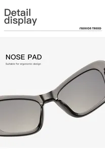 Vista detallada de la almohadilla nasal ergonómica de las gafas de sol ojo de gato negras