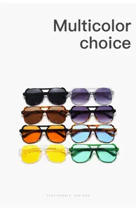 Overview of stylish oversized double bridge aviator sunglasses in eight vibrant colors
