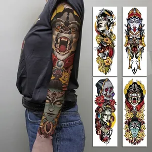 Full Arm Temporary Tattoo Sticker Waterproof Big Sleeve Body Art Sticker Beauty And Beast Design For Men Women