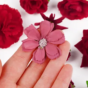 Handheld dusty pink silk flower head for DIY crafts and wedding wall decoration