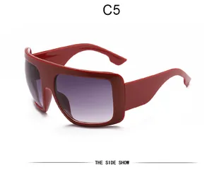 Retro oversized red mask sunglasses with purple gradient lenses