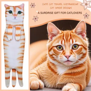 Creative Realistic Cat Hand Towel Absorbent Microfiber Hanging Towel For Kitchen Bathroom Cute Animal Pattern Decorative Washcloth