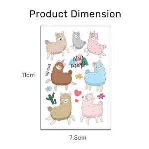 Cute cartoon alpaca and llama theme temporary tattoo stickers for kids, 7.5x11cm sheet